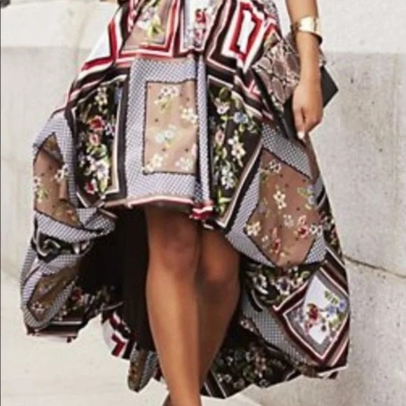 NWT New York & Co Mixed Print Hi Lo Bubble Skirt. SZ M - Picture 2 of 4